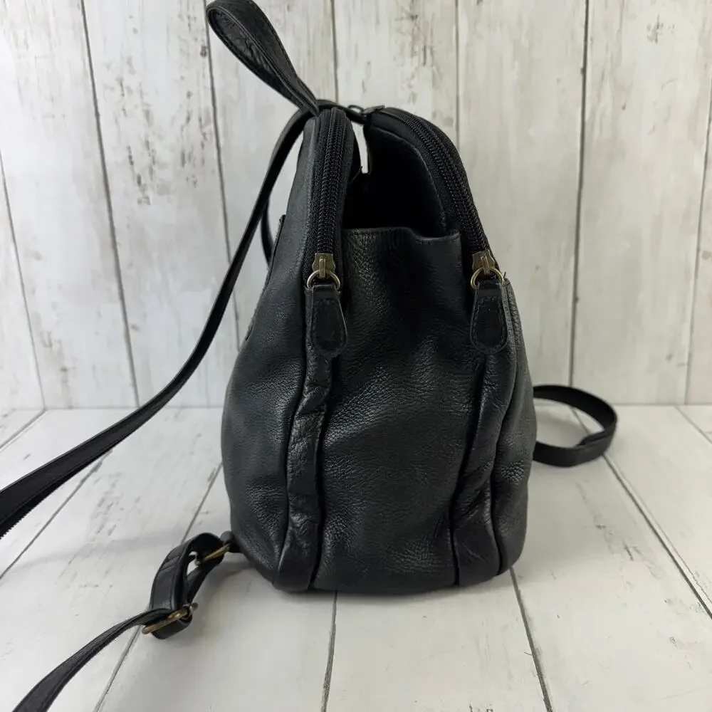 VTG Etienne Aigner Black Pebbled Leather Backpack Shoulder Bag Sling Convertible